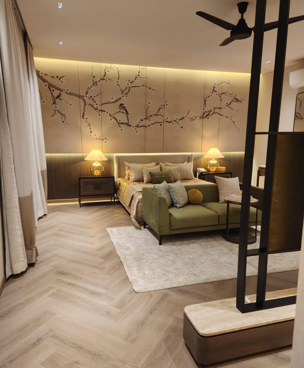 A Canvas of Calm: Hand-Illustrated Wall Panels for a Serene Bedroom